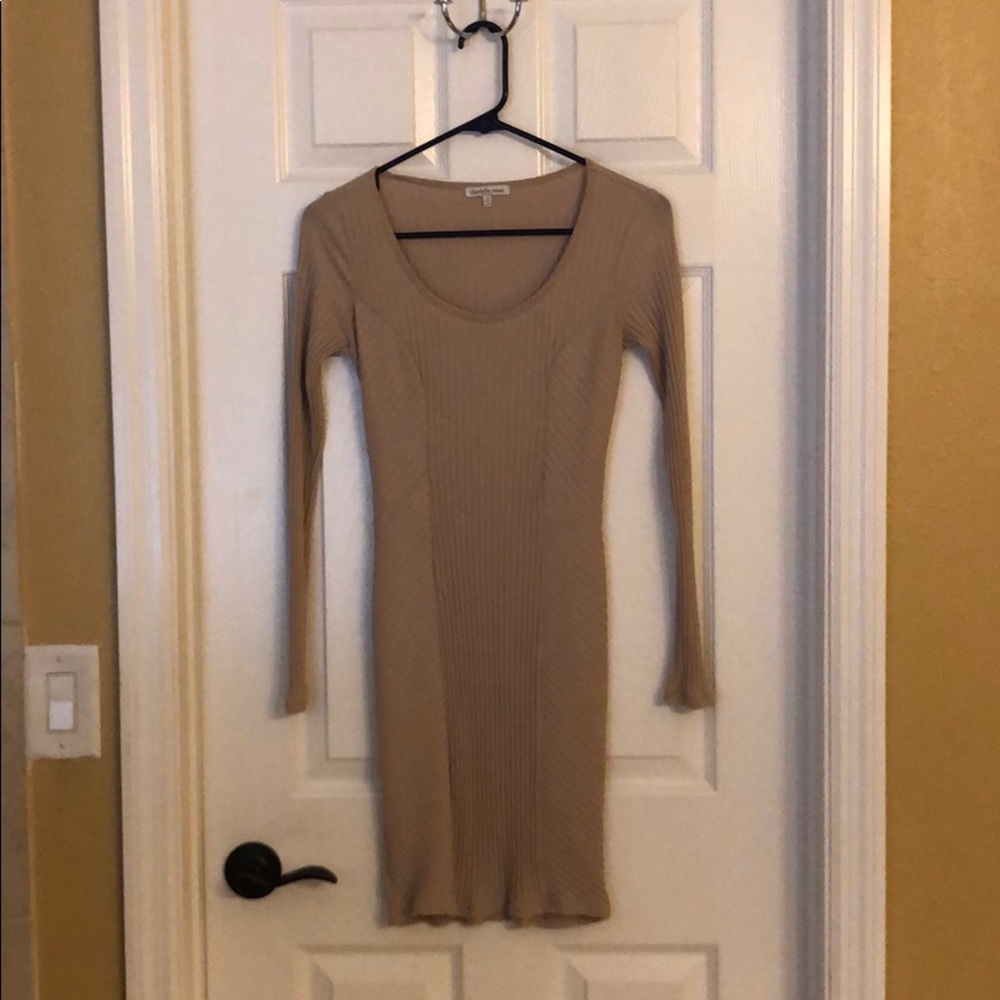 Tan long sleeve mini dress